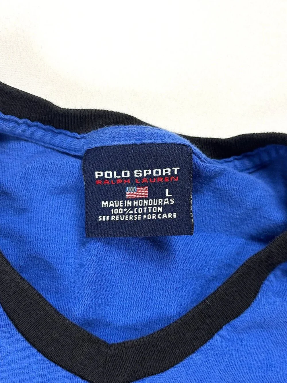 Vintage Polo Sport Ralph Lauren Mens T Shirt Faded Black Sz M USA Flag Spellout